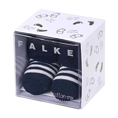 Obrázek FALKE Unisex Dětské ponožky se prvními prstenci prodyšná udržitelná bavlna šetrné k pokožce silné obzvláště měkké s plyšovým lemováním elastická zóna na kotníku v dárkové krabičce 1 pár, Modrá