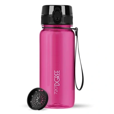 Obrázek 720DGREE láhev na pití 650 ml &quot;uberBottle&quot; crystalClear + sítko bez BPA vodu odolná proti vytečení pro děti, do školy, univerzitu, sport, gymnastiku, fitness sportovní z