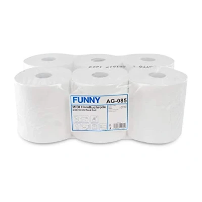 Obrázek Funny Papírová utěrka, vnitřní šňůrka, 20 cm, 2vrstvá, vysoce bílá, 1 balení (1 x 6 kusů)