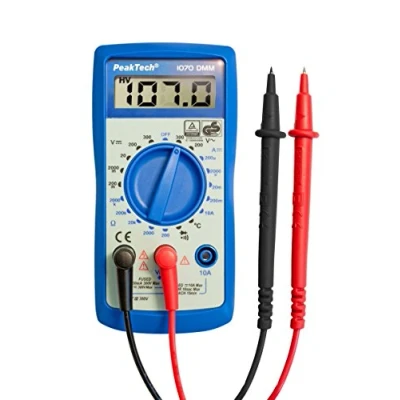 Obrázek PeakTech 1070 digitální multimetr CAT III s LCD displejem a světlem, TÜV/GS, tester baterie, ruční multimetr, voltmetr, elektronický měřič proudu, zkoušečka průchodnosti, napětí max. 300 V