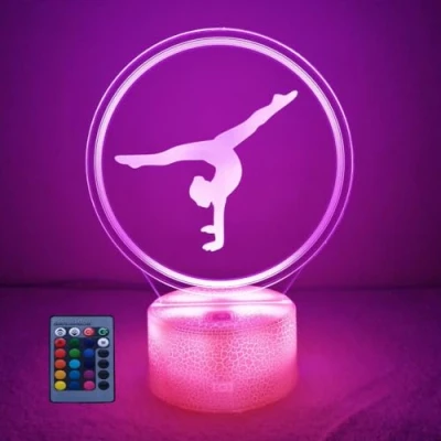 Obrázek HPBN8 Ltd 3D gymnastická lampa USB Power 7/16 barev dálkové ovládání Optical Illusion LED lampy tvary děti ložnice noční světlo