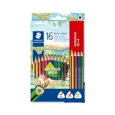Obrázek STAEDTLER Pastelky Noris Colour, zvýšená odolnost proti zlomení, trojhranný tvar, atraktivní design, ergonomický měkký povrch, materiál WOPEX, brilantní tužky v kartonovém pouzdře. 187 C12P1, (16