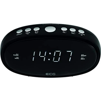 Obrázek ECG Rádiobudík RB 010 Black FM Tuner; 10 předvoleb; digitální hodiny/budík; buzení rádiem/budíkem; funkce zrušený čas buzení; časovač vypnutí, černý