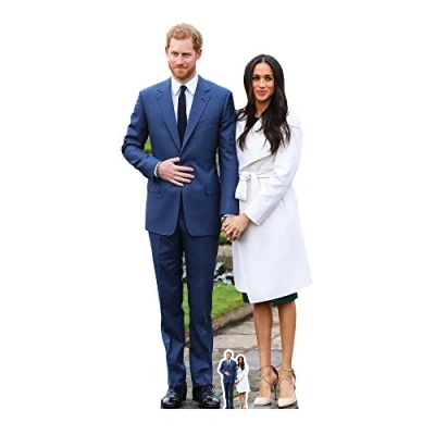 Obrázek Star Cutouts Ltd Lebensgroßer Pappaufsteller mit Mini Ausschnitt von Prinz Harry und Meghan Markle, Pappe, Mehrfarbig, 186 x 92 cm