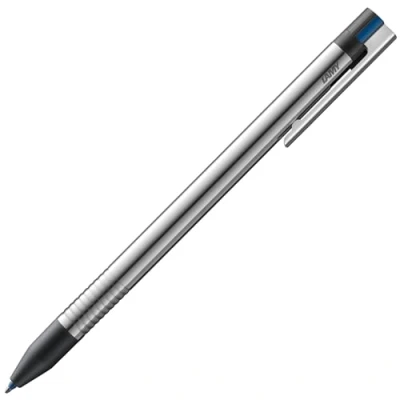 Obrázek LAMY logo 3 colours vícebarevné kuličkové pero z ušlechtilé oceli (černé, modré, červené) s viditelnou mechanikou změna barvy jedním kliknutím vč. náplní do kuličkového pera M 21 v černé,