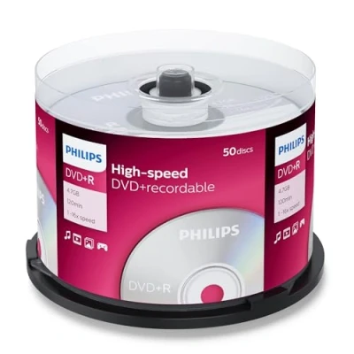 Obrázek Philips DVD+R polotovary (4,7 GB data/ 120minutové video, 16x vysokorychlostní nahrávání, 50 vřeteno)