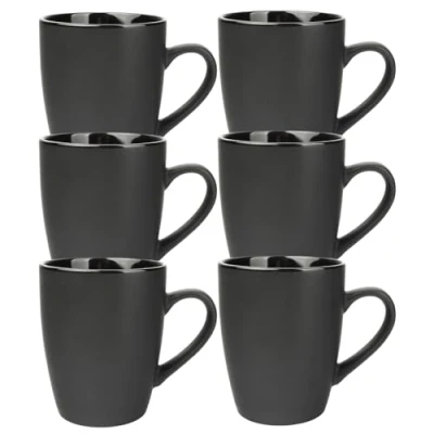 Obrázek Schramm® 6 kusů šálků na kávu sada černá z porcelánu 340 ml kávových keramický s uchem