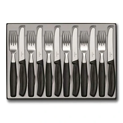 Obrázek Victorinox Swiss Classic, Profi jídelní příbor, 12dílný, extra ostrá čepel, vlnitý brus, 11 cm, nerezová ocel, černá