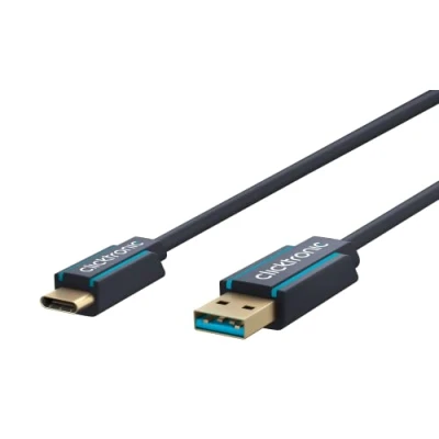 Obrázek Clicktronic konektor USB C na A 3.0 Premium kabel / 3.2 Gen 1 typ rychlonabíjecí do 15W max. přenosová rychlost 5 Gbit/s datový pro zařízení, m