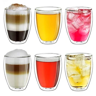 Obrázek Creano dvoustěnné sklenice na cappuccino 250 ml skleněný hrnek termosklo dvouplášťové 6dílná sada