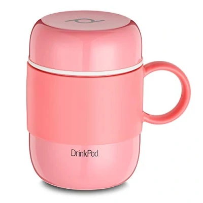 Obrázek Pioneer DrinkPod mit Griff Isolierbecher aus Edelstahl 0,28 L Doppelwandig Thermobehälter 6 Stunden Heiß 24 Kühl Auslaufsicher BPA Frei Rosa