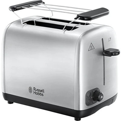 Obrázek Russell Hobbs Toaster [für 2 Scheiben] Adventure Edelstahl (extra breite Toastschlitze, inkl. Brötchenaufsatz, 6 Bräunungsstufen + Auftau &amp; Aufwärmfunktion, Lift Look Funktion, 850W) 24080 56