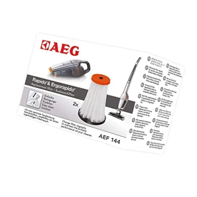 Obrázek AEG AEF144 výměnný filtr pro Rapido &amp; Ergorapido CX7 1 (dvojité balení, 2 vnitřní filtr, optimální sací výkon a filtrace, pravidelná výměna filtru, snadné čištění výměna, černá/bílá)