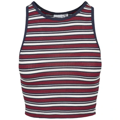 Obrázek Urban Classics dámské Rib Stripe Cropped Top, Vícebarevné (White/Navy/Fire Red 01244), l