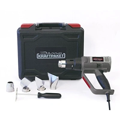 Obrázek Dino KRAFTPAKET DIY horkovzdušná pistole 2000 W (10 (3+7) Teplotní stupně: 50 600 C, vzduch: 250 500 l/min), horkovzdušný ventilátor s topným článkem Mica, kufříkem, barevné