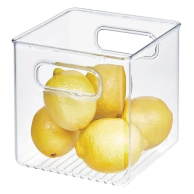 Obrázek iDesign 71530EU Cabinet/Kitchen Binz úložný box, středně velký kuchyňský organizér z plastu, box ve tvaru kostky, 15,2 cm x cm, průhledný