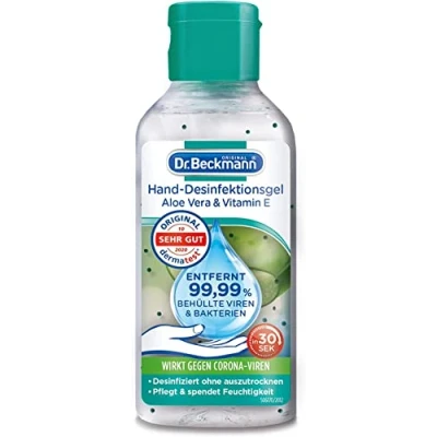 Obrázek Dr. Beckmann Ruční dezinfekční gel Pečuje s aloe vera a vitaminem E prostředek na ruce pro odstranění zapouzdřených virů bakterií 60 ml