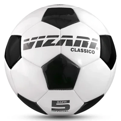 Obrázek Vizari Classico Fußball Ball Klassisch in Weiß/Schwarz Trainingsball Fussball mit 32 er Muster Steppnaht Technologie Weiß, Schwarz Größe 4
