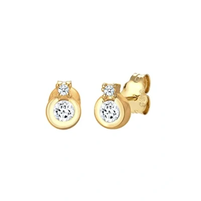 Obrázek Elli DIAMONDS náušnice dámské klasický kruh topaz s diamantem (0. 03ct.) ze žlutého zlata 585, Žluté zlato, Diamant