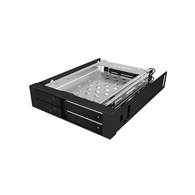 Obrázek ICY BOX Dvojitý HDD a SSD výměnný rám, 2x 2,5 palce v 1x 3,5&quot; šachtě s předními dveřmi, SATA, kov, černý