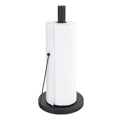 Obrázek WENKO držák kuchyňských rolí Clayton, Black Outdoor Kitchen pro všechny běžné kuchyňské utěrky v černé, volně stojící z kovu s práškovým nástřikem, příslušenství měří Ø 15 x