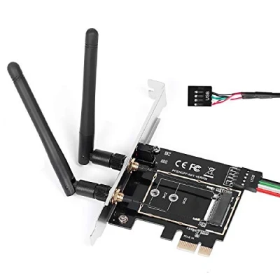 Obrázek MZHOU PCI E M.2/NGFF Card, M. 2 NGFF to 1X Desktop WiFi adaptér WLAN karta Network Card Converter pro 8260 7265 1535 7260 with Dual Band 2.4/5G Antenna Support NIC