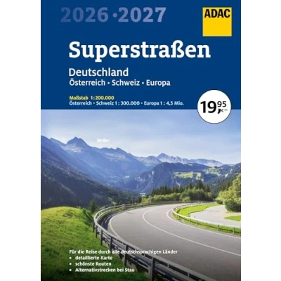 Obrázek ADAC Superstraßen Autoatlas 2026/2027 Deutschland 1:200.000, Österreich, Schweiz 1:300.000 mit Europa 1:4,5 Mio.: Straßenatlas praktischer Spiralbindung (ADAC Atlas)