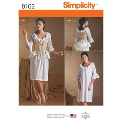Obrázek Simplicity Muster 8162 Schnittmuster 18. Jahrhundert Dessous Schnittmuster, weiß, Größe R5