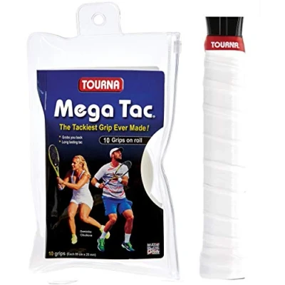Obrázek Unique Unisex tenisové omotávky pro dospělé Mega Tac bílé 10 ks, jedna velikost
