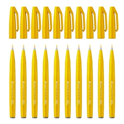 Obrázek Pentel SES15C G Brush Sign Pen vláknové pero, 10 kusů, žluté