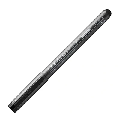 Obrázek COPIC Multiliner Brush S, černý, fineliner s jemnou špičkou a voděodolným pigmentovým inkoustem