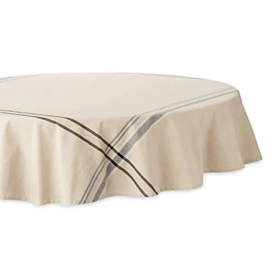 Obrázek DII French Stripe Tabletop Collection ubrus, statkový styl, 177,8 cm, kulatý, šedohnědá/černý