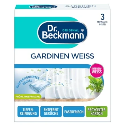 Obrázek Dr. Beckmann Bílé záclony bílá záclona pro zářivé závěsy s efektivní intenzivní bílou recepturou 3x 40 g