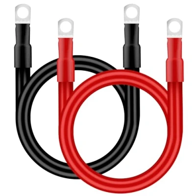 Obrázek QIMEI SHOP kabel Baterie 35 mm² 50 cm Auto 12 V 2 AWG měděný s M10 kroužkovými svorkami pro nákladní vůz motocykl solární námořní červená černá kusy