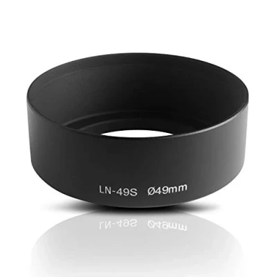Obrázek Ares Foto® 49mm Ø kovová sluneční clona protisluneční na objektiv Lens Hood. CNC frézovaný hliník. K našroubování závit filtru. Pro Canon Sony Nikon Tamron Sigma Olympus