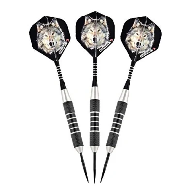 Obrázek Elkadart Unisex Adult Lone Wolf Steel Tip Darts with Storage/Travel Case, 23 Grams Stahl Spitze, Grau, Gramm