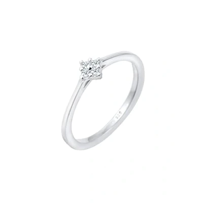 Obrázek Elli DIAMONDS prsten dámský zásnubní klasický s diamantem (0,06 ct.) ze sterlingového stříbra 925, Fazetový brus, Diamant
