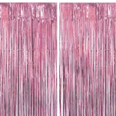 Obrázek 2 Lametta závěsy růžové, fólie třásně závěs třpytivé, Metallic Tinsel Vorhange Hintergrund Fringe Třpytivé Fransenzávěs kovová pro party dekorace narozeninová ks