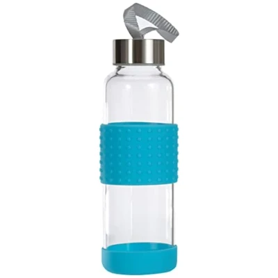 Obrázek IBILI Flasche aus Glas Sky, 360 ml, Borosilikatglas, wiederverwendbar, Schutz gegen Schläge