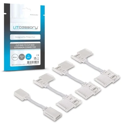 Obrázek Litcessory Zkrácený konec na zkráceném konci prodlužovací kabel pro Philips Hue Lightstrip Plus (50 mm, 4 ks, bílý MIKRO 6 POLIG V4)