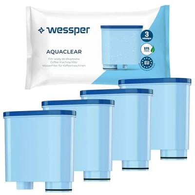 Obrázek Wessper Kartušy s vodním filtrem kompatibilní kávovarem Philips Aquaclean CA6903/10 CA6903/22 CA6903 a Saeco, filtrační patrona aktivním uhlím pro plně automatický kávovar balení 4 ks