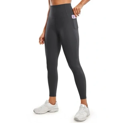 Obrázek CRZ YOGA Butterluxe dámské sportovní legíny s vysokým pasem, neprůhledné, měkké kalhoty na jógu, do tělocvičny, cvičení, kapsami 64/71 cm, Tajemná šedá