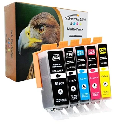 Obrázek 5 x patrony do tiskárny kompatibilní s Canon PGI 525 CLI 526 pro Pixma iP 4800 4850 4900 4950 iX 6550 MG 5140 5150 5250 5350 6150 G 61500