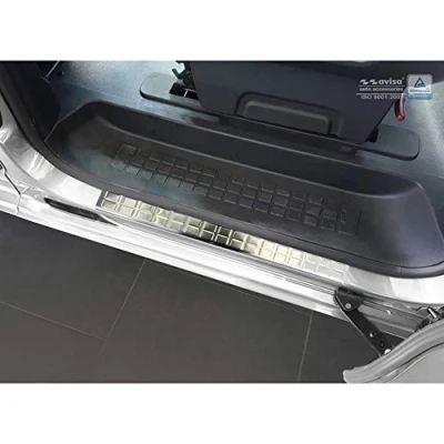 Obrázek Inox door sill protectors compatible with Citroën Spacetourer &amp; Peugeot Traveller/Expert Toyota Proace 2016 Opel Zafira Life 2019 Fiat Ulysse 2022 &#039;Rectangles&#039; 2 pieces rear sliding doors