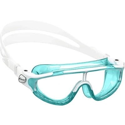 Obrázek Cressi Baloo King Goggles Einscheibenbrille zum Schwimmen, Schwimmbad und Schnorcheln, Aquamarin/Weiß, 7/15 Jahre, Junior Unisex