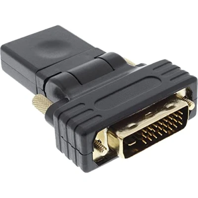 Obrázek InLine 17660W HDMI DVI adaptér, zdířka na konektor, flexibilní úhel, pozlacené kontakty, kompatibilní 4K2K