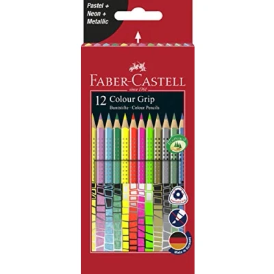 Obrázek FABER CASTELL 201569 pastelka speciální barevná sada, Colour Grip, 12dílné pouzdro