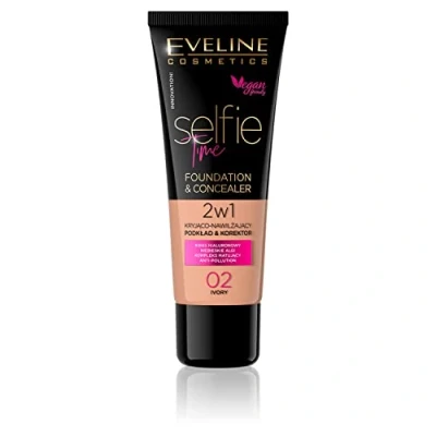 Obrázek Eveline Cosmetics Selfie Time 2 v 1 Podkladový make up a korektor s kyselinou hyaluronovou, modrými řasami vitaminem E receptura proti polluci, k dostání 6 barevných odstínech