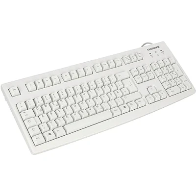 Obrázek CHERRY G83 6105, drátová klávesnice pro průmyslové aplikace, německé rozložení (QWERTZ), tlačítka proti otěru, snadno se čistí, recyklovatelná, světle šedá
