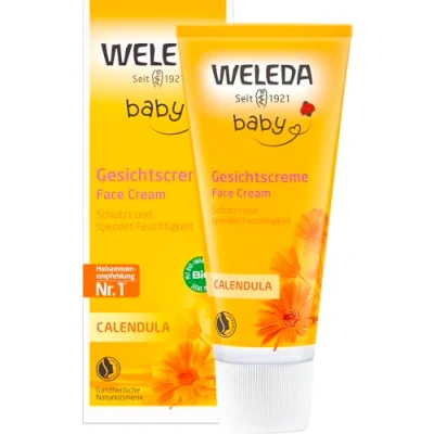 Obrázek WELEDA Bio Baby měsíčkový krém na obličej Přírodní kosmetika hydratační s mandlovým olejem a včelím voskem pro péči o suchou pokožku. péče miminka děti (1x 50 ml)